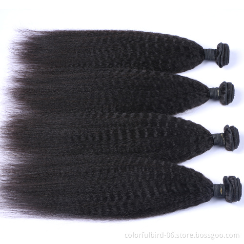 Wholesale grade 8A hiar kinky straight 4*4 closure Peruvian hair extension kinky straight human hair Yaki Straight